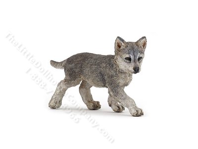 (image for) Miniature Oversized Grey Wolf Cub for Dollhouses