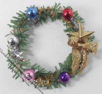 (image for) Miniature Wreath with Gold Bow & Star for Dollhouses