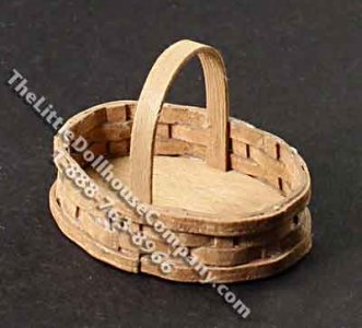 (image for) Miniature Oval Basket with Handle for Dollhouses