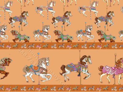 (image for) 1/2 Scale Casousel Horse with Boarder Wallpaper for Dollhouses