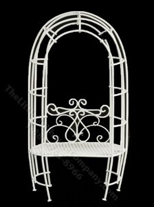 (image for) Dollhouse Scale Model White Wire Arch with Bench