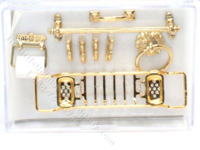 (image for) Miniature Set of Gold Bathroom Fixtures for Dollhouses