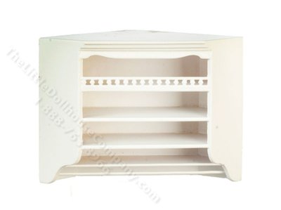 (image for) Miniature White Kitchen Top Corner Cabinet for Dollhouses