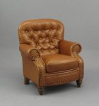 (image for) Dollhouse Tufted Tan Leather Club Chair by Judith Blondell