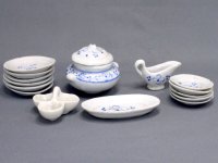 (image for) AS-IS Miniature Blue and White Dinner Service for Dollhouses