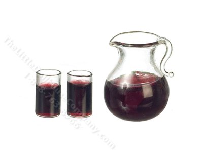 (image for) Miniature Pitcher of Iced Coffee with Two Glasses for Dollhouses
