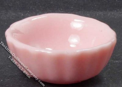 (image for) Miniature Pink Ridged Bowl for Dollhouses