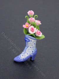 (image for) Dollhouse Miniature Flowers in Blue Boot