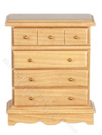 (image for) Miniature Oak Chest of Drawers for Dollhouses