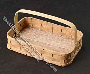 (image for) Miniature Rectangular Basket with Handle for Dollhouses