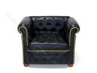 (image for) Dollhouse Miniature Leather Tufted Arm Chair - Black