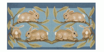 (image for) Miniature Extra Small Scale Blue Rug With Rabbits