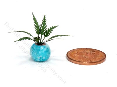 (image for) Handmade Miniature 1/4 Scale Fern in Blue Vase