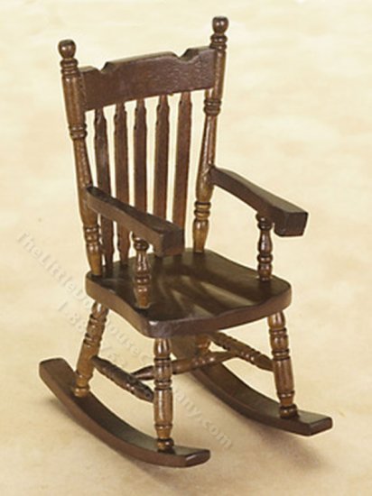 (image for) Miniature Walnut Boston Rocking Chair for Dollhouses