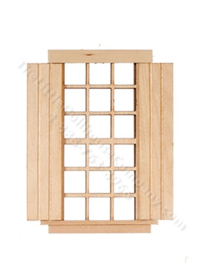 (image for) Miniature 9-Over-9 Shuttered Window for Dollhouses