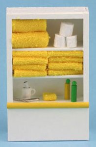 (image for) Open-Shelf Cabinet with Linens, Yellow