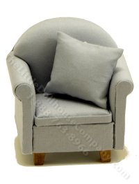(image for) Miniature Grey Chair w/Pillow for Dollhouses