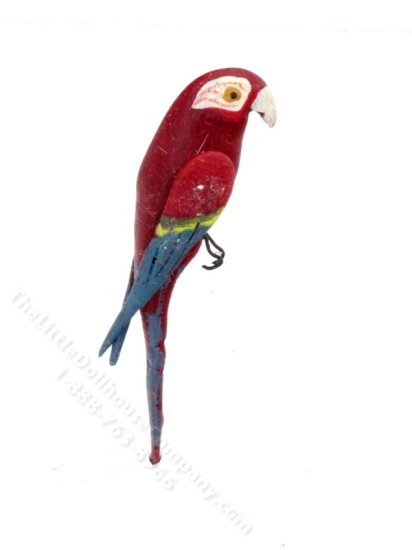 (image for) Miniature Perching Red Parrot for Dollhouses