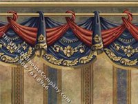 (image for) Dollhouse Scale Model Wallpaper Curtain Swag Blue Stripe