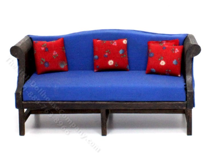 (image for) Miniature Blue and Black Daybed for Dollhouses