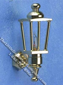 (image for) Dollhouse Scale Model 12v Plug in Brass Carriage Lamp