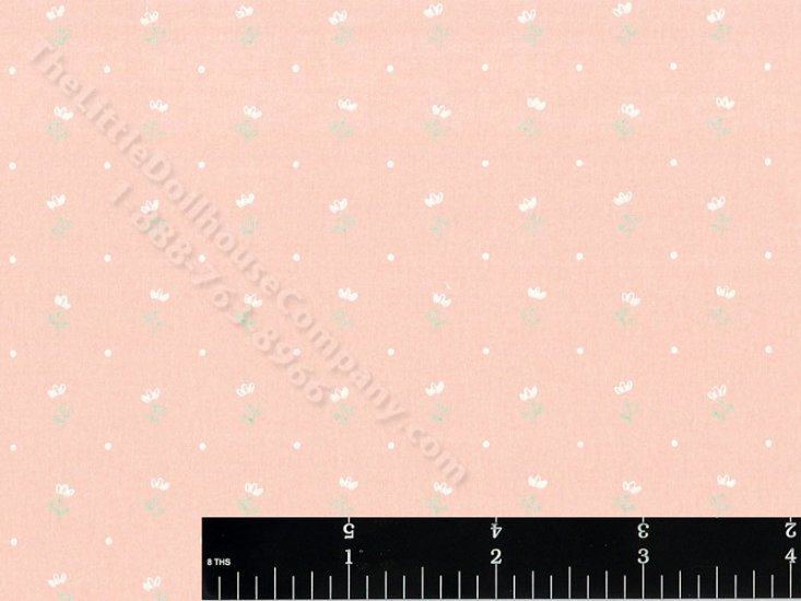 (image for) Pink with Tiny White Flowers Miniature Wallpaper for Dollhouses