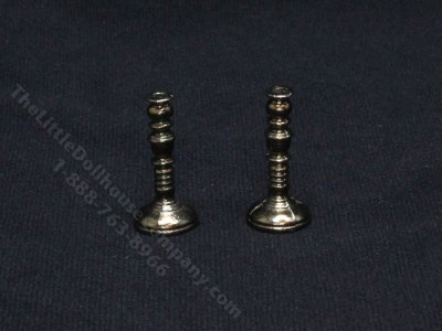 (image for) Miniature Pair of Antiqued Brass Candlesticks