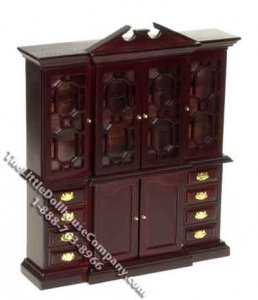 (image for) Miniature Mahogany China Closet for Dollhouses