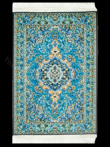 (image for) Dollhouse Scale Model Turkish Carpet - Blue and Yellow
