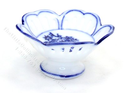 (image for) Miniature Blue and White Porcelain Fruit Bowl for Dollhouses