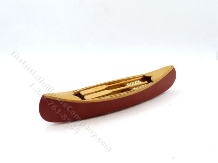 (image for) Full Scale Miniature 6" Canoe with Paddles for Dollhouses