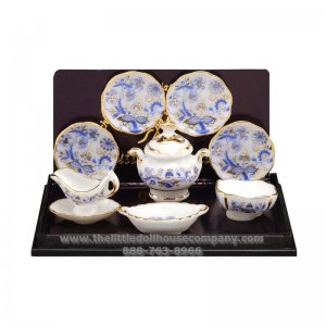 (image for) Miniature Dinner Set for 4 - Blue Onion Gold Design