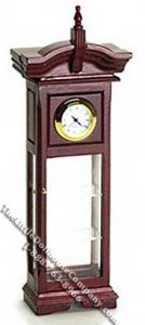 (image for) Miniature Mahogany Clock Curio Cabinet for Dollhouses