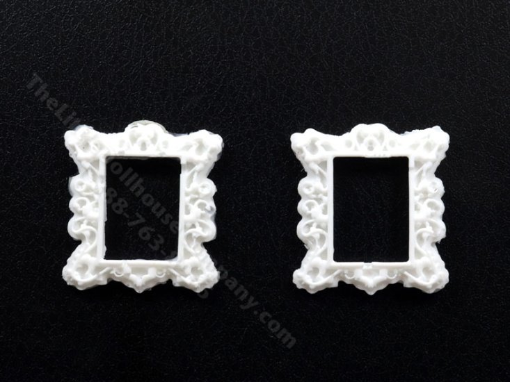 (image for) Miniature White Rectangular Rococo Picture Frame 2 PCS
