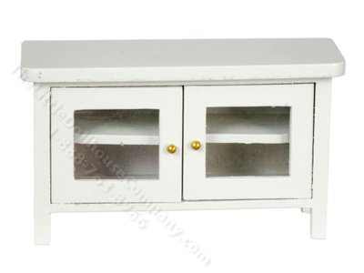 (image for) Miniature White TV Stand for Dollhouses