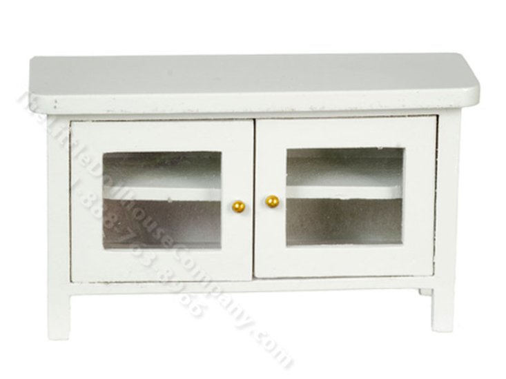 (image for) Miniature White TV Stand for Dollhouses