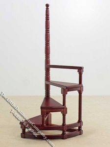 (image for) Dollhouse Scale Model Mahogany Library Steps