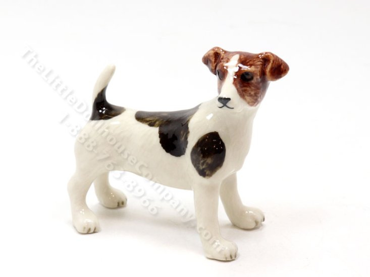 (image for) Miniature Dark Brown Porcelain Jack Russel Terrier Dog for Dollhouses