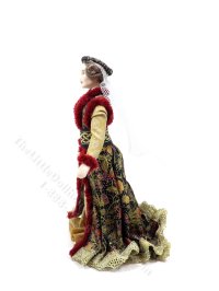 (image for) Miniature Handcrafted Vintage Medieval Woman with Red Fur Trim