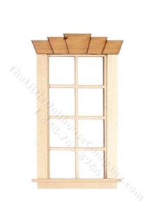 (image for) Miniature 4 Over 4 5-Keystone Window for Dollhouses