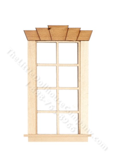 (image for) Miniature 4 Over 4 5-Keystone Window for Dollhouses