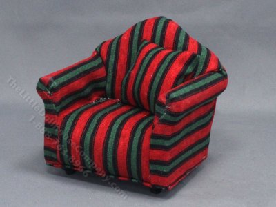 (image for) Miniature Striped Armchair for Dollhouses