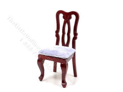 (image for) Vintage Miniature Velvet Side Chair for Dollhouses, Mahogany