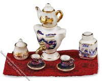 (image for) Miniature Porcelain Samovar Set for Dollhouses
