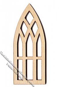 (image for) Unfinished Laser Cut Church Window for Dollhouse Scale Models