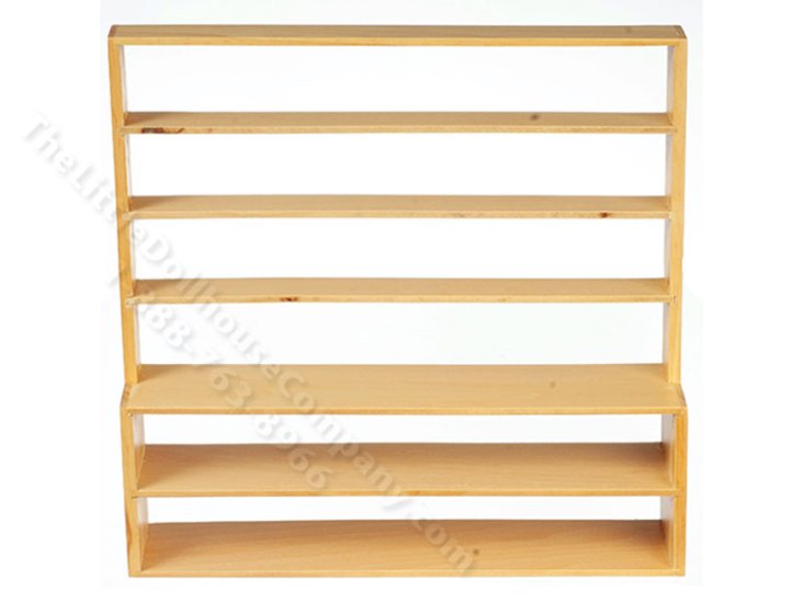 (image for) Miniature Oak Double Wide Store Shelf for Dollhouses