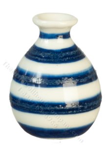 (image for) Miniature Blue and White Striped Vase for Dollhouses