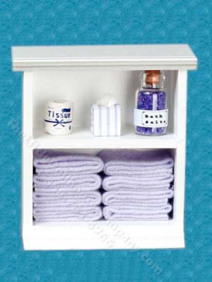 (image for) Miniature Small Bath Cabinet for Dollhouses - Purple