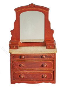 (image for) Miniature Walnut Victorian Dresser w/ Mirror for Dollhouses