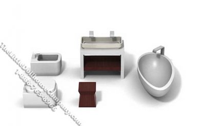 (image for) 3/4 Scale Contemporary Bathroom Set for Dollhouses